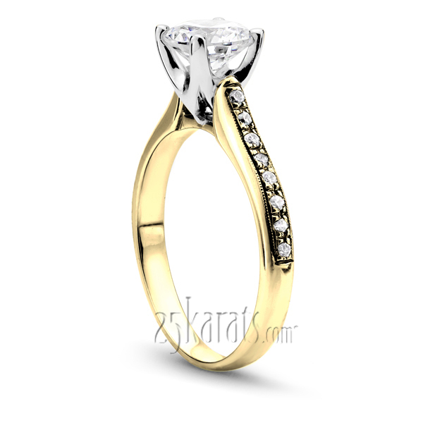 14K white gold Low Cathedral Pave Engagement Ring(1/4 ct. tw.) - alternate view 3