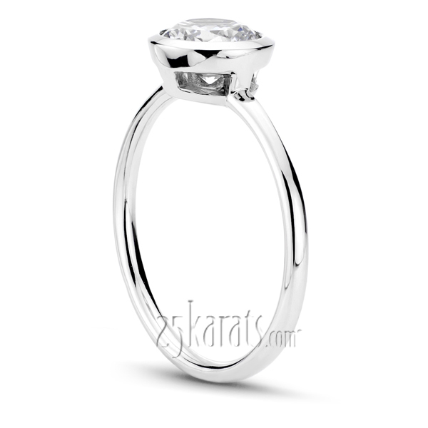18K white gold Bezel Set Round Center Solitaire Engagement Ring 1 - alternate view 3