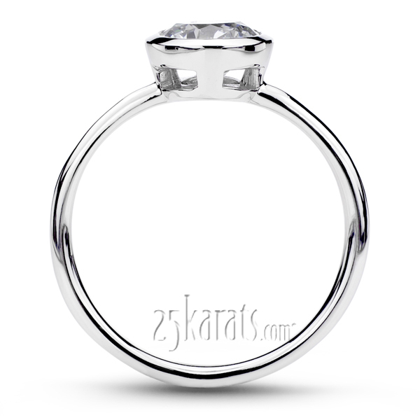 18K white gold Bezel Set Round Center Solitaire Engagement Ring 1 - alternate view 4