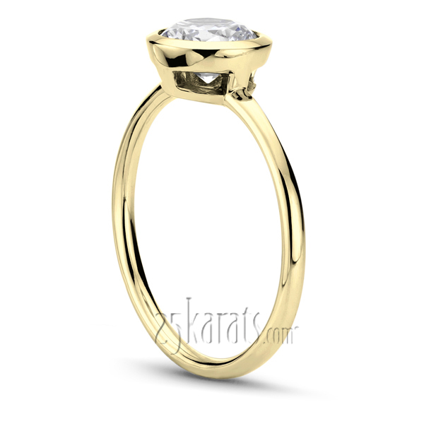 18K white gold Bezel Set Round Center Solitaire Engagement Ring 1 - alternate view 5