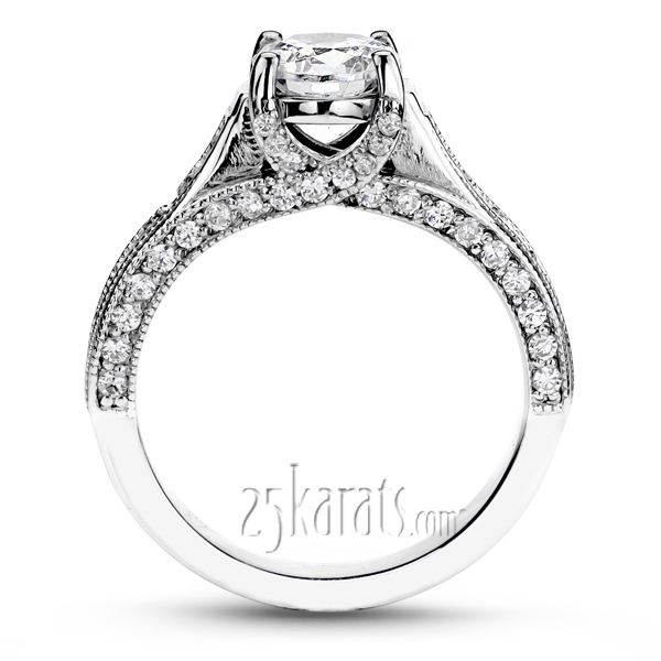 18K white gold Antique Design Inspired Pave And Channel Set Engagement Ring (1.15 ct. tw.) - alternate view 2