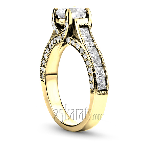 18K white gold Antique Design Inspired Pave And Channel Set Engagement Ring (1.15 ct. tw.) - alternate view 3