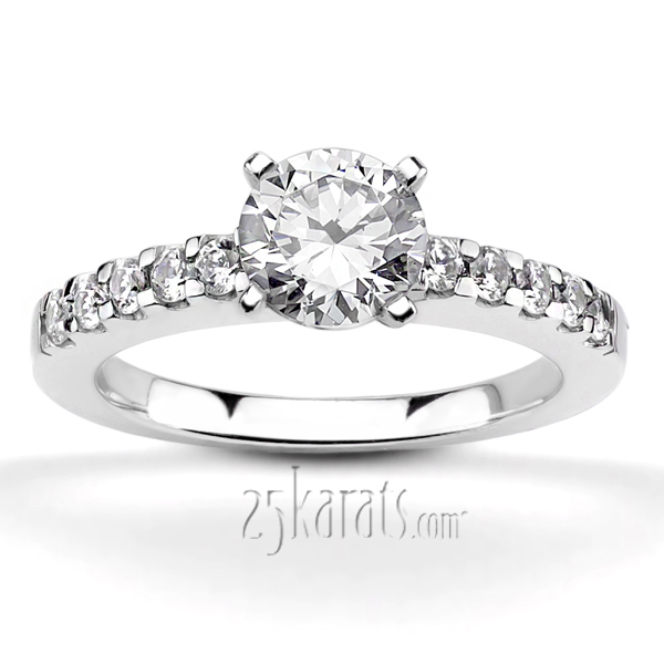 14K white gold Round Cut Shared Prong Set Diamond Bridal Ring (0.36 ct. tw.) - alternate view 21