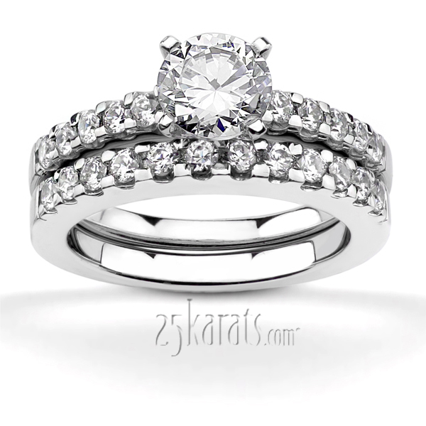 14K white gold Round Cut Shared Prong Set Diamond Bridal Ring (0.36 ct. tw.) - alternate view 25