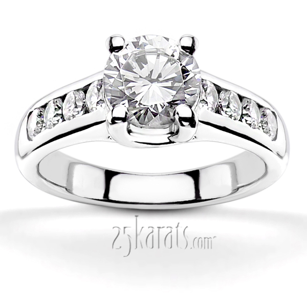 14K white gold Round Cut Channel Set Diamond Bridal Ring (0.40 t.c.w.) - alternate view 2