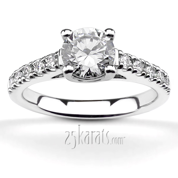 14K white gold Trellis Center Prongs Diamond Bridal Ring (0.25ct. tw.) - main view