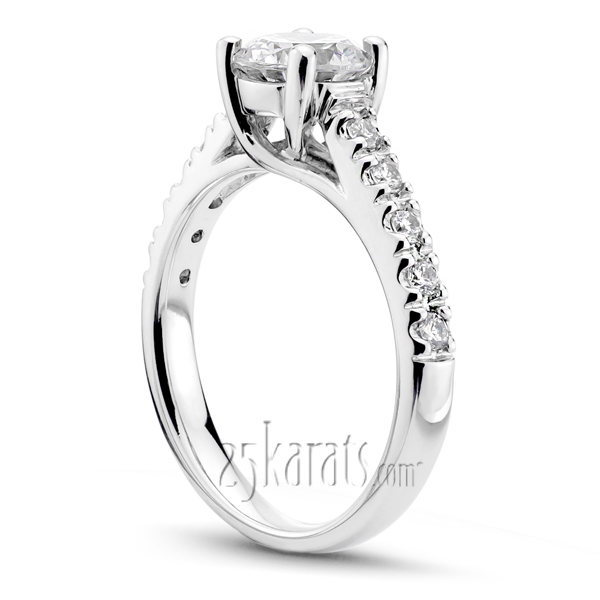 14K white gold Trellis Center Prongs Diamond Bridal Ring - alternate view 2