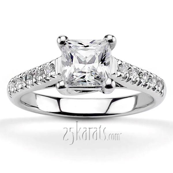 14K white gold Trellis Setting Princess Center Diamond Bridal Ring (0.18 ct. tw.) - main view