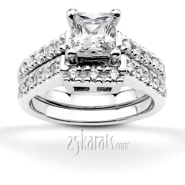 14K white gold Trellis Setting Princess Center Diamond Bridal Ring (0.18 ct. tw.) - alternate view 5