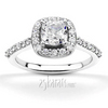 Halo Bead Set Cushion Center Engagement Ring (0.39 ct. t.w.)