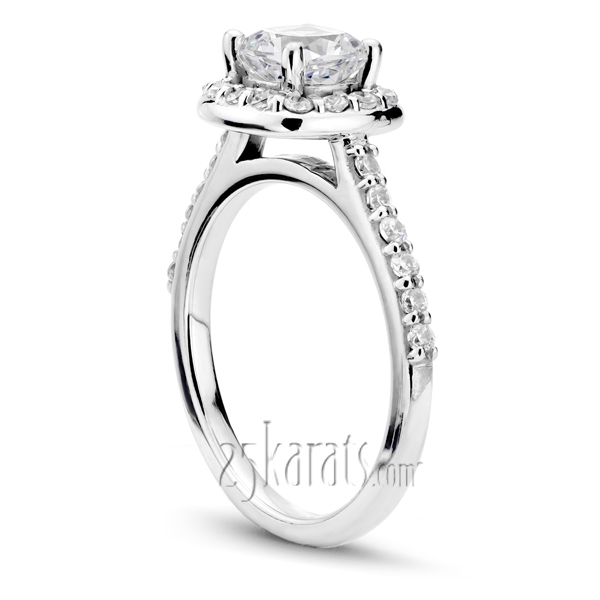 14K white gold Halo Bead Set Engagement ring Cushion Center ( 0.42 ct. tw.) - alternate view 2