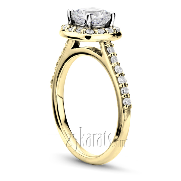 14K white gold Halo Bead Set Engagement ring Cushion Center ( 0.42 ct. tw.) - alternate view 4
