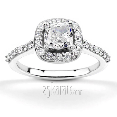 Halo Bead Set Engagement ring Cushion Center ( 0.49 ct. tw.) thumbnail 1