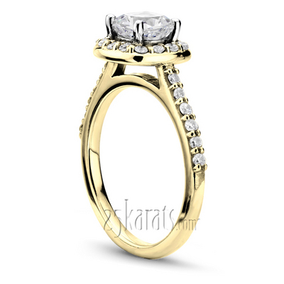 Halo Bead Set Engagement ring Cushion Center ( 0.49 ct. tw.) thumbnail 4