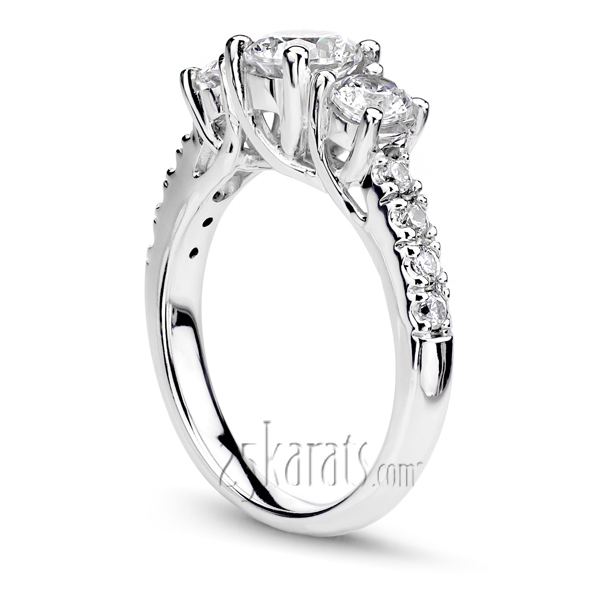 14K white gold Trellis Setting Three Stone Diamond Engagement Ring (0.70 ct. tw.) - alternate view 2