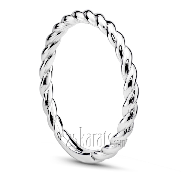 14K white gold 2mm Wire Shank plain wedding band - alternate view 4