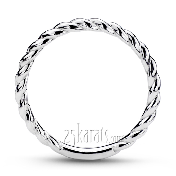 14K white gold 2mm Wire Shank plain wedding band - alternate view 5