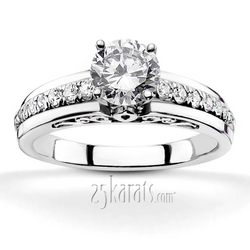 Micro Pave Engagement Ring With Filigree Design (1/5 ct. t.w.)