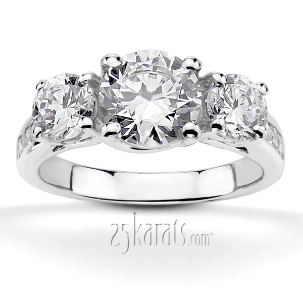 14K white gold Trellis Setting Three Stone Diamond Engagement Ring (0.94 ct. tw.) 1 - main view