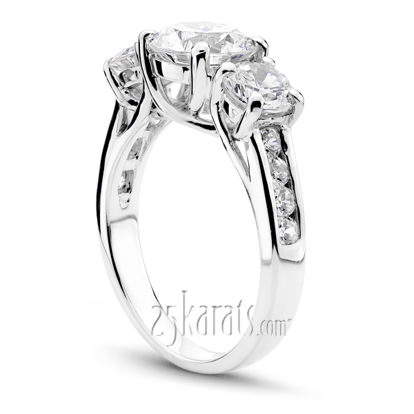 14K white gold Trellis Setting Three Stone Diamond Engagement Ring (0.94 ct. tw.) 1 - alternate view 2