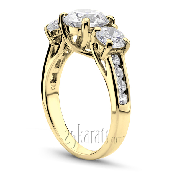 14K white gold Trellis Setting Three Stone Diamond Engagement Ring (0.94 ct. tw.) 1 - alternate view 4