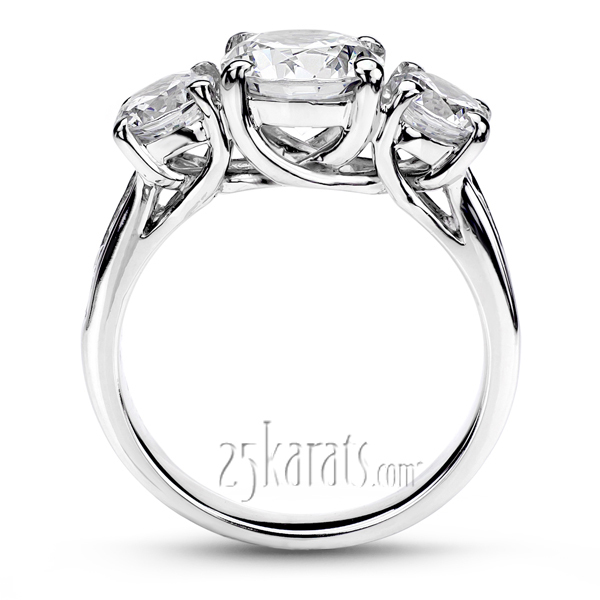 14K white gold Trellis Setting Three Stone Diamond Engagement Ring (0.94 ct. tw.) 2 - alternate view 3
