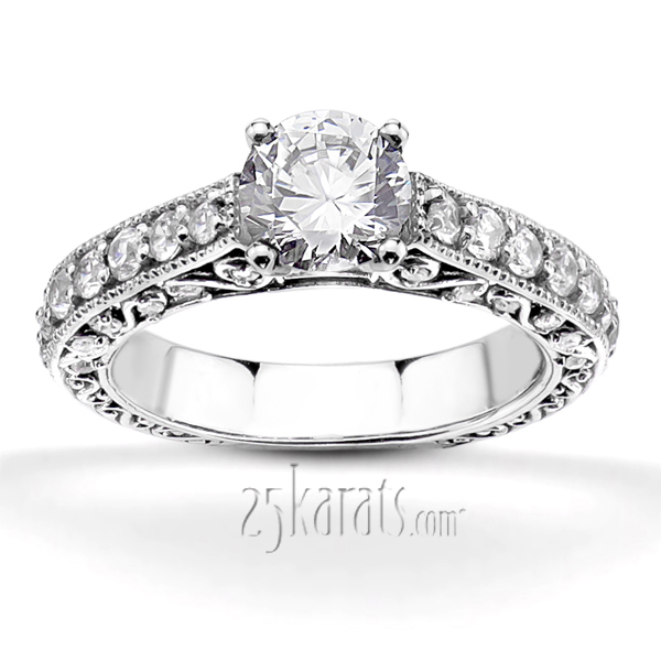 18K white gold Filigree Diamond Engagement Ring (3/4 ct. tw.) - main view