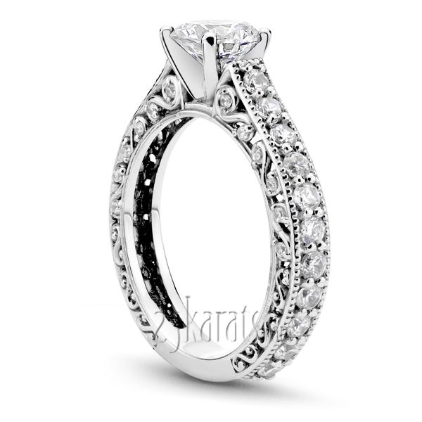 18K white gold Filigree Diamond Engagement Ring (3/4 ct. tw.) - alternate view 2