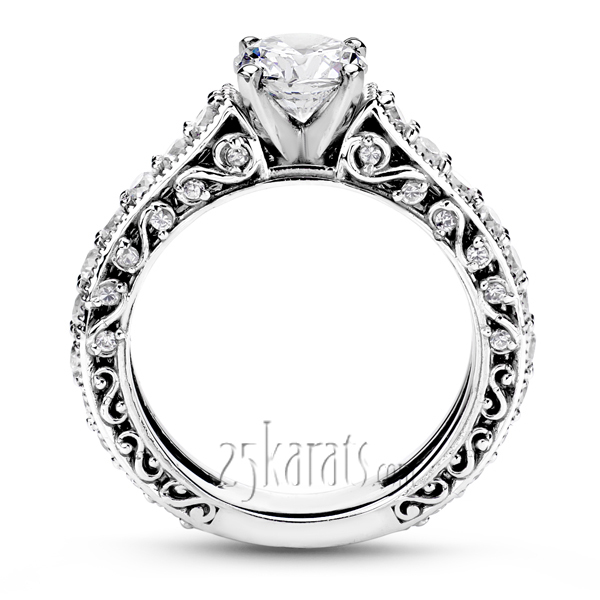18K white gold Filigree Diamond Engagement Ring (3/4 ct. tw.) - alternate view 3