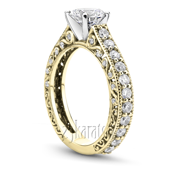 18K white gold Filigree Diamond Engagement Ring (3/4 ct. tw.) - alternate view 4