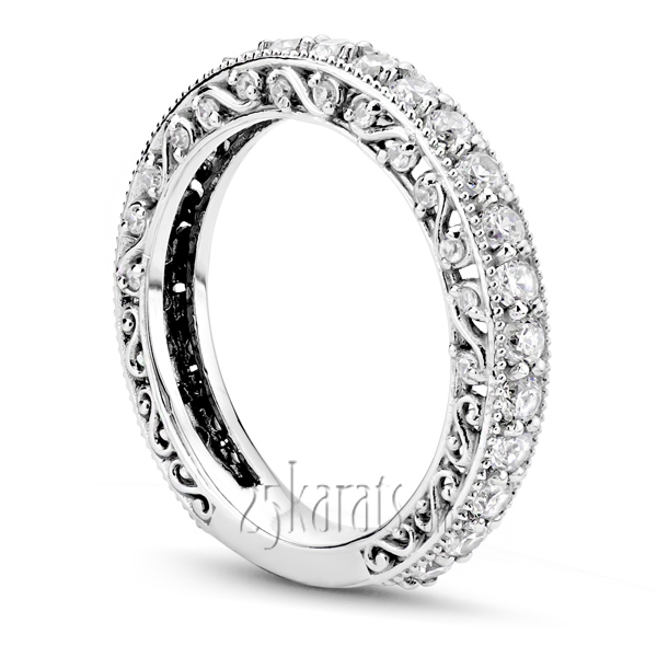 14K white gold Filigree Scroll Work Diamond Anniversary Wedding Band (1.00 ct. tw.) - alternate view 5