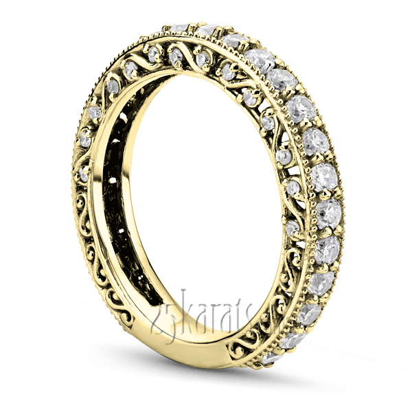 14K white gold Filigree Scroll Work Diamond Anniversary Wedding Band (1.00 ct. tw.) - alternate view 6