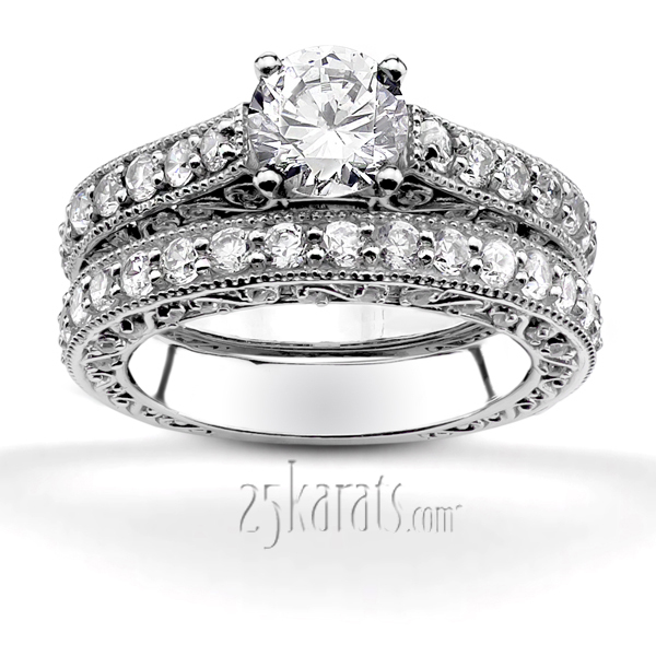 14K white gold Filigree Scroll Work Diamond Anniversary Wedding Band (1.00 ct. tw.) - alternate view 7