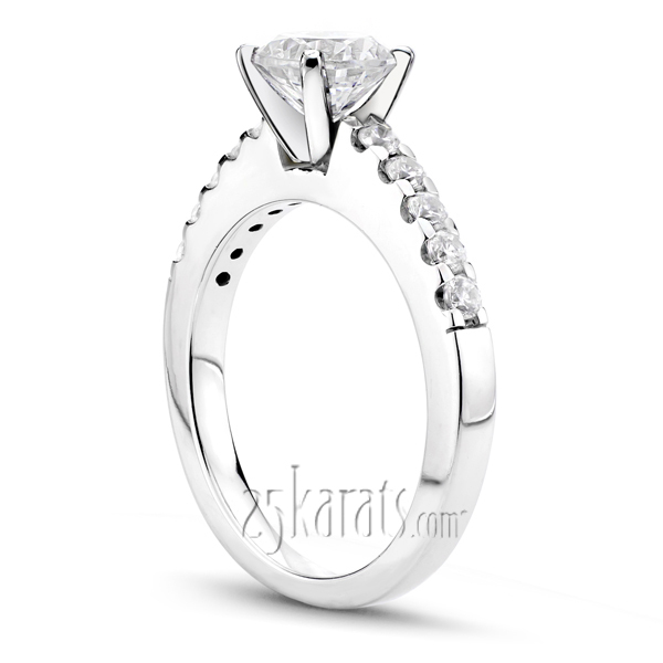 14K white gold Round Cut Shared Prong Set Diamond Bridal Ring (0.50 ct. tw.) - alternate view 2