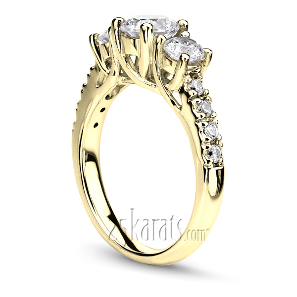 14K white gold Trellis Setting Three Stone Diamond Engagement Ring (0.50 ct. tw. ) - alternate view 4