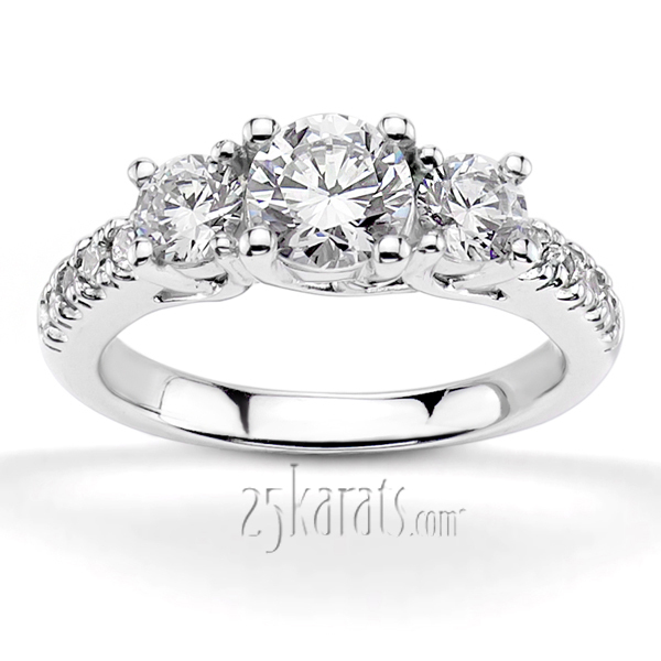 14K white gold Trellis Setting Three Stone Diamond Engagement Ring (0.70 ct. tw.) 3 - main view