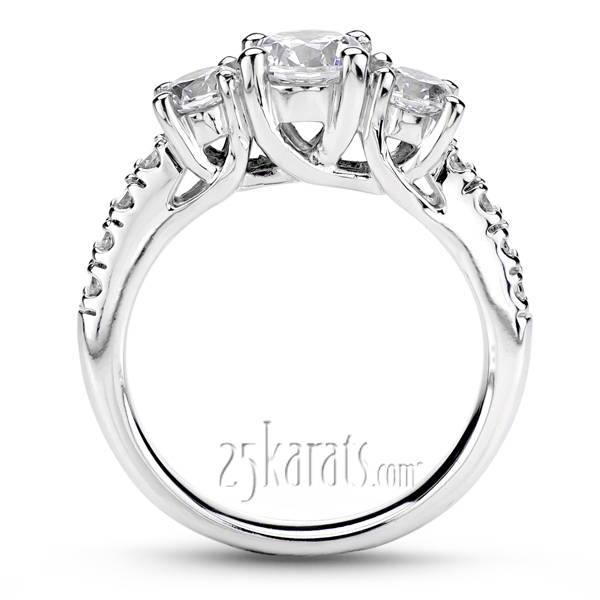 14K white gold Trellis Setting Three Stone Diamond Engagement Ring (0.70 ct. tw.) 3 - alternate view 3