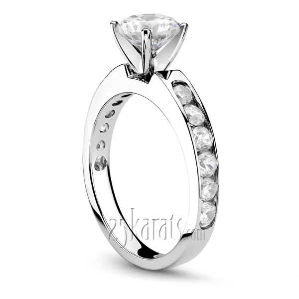 14K white gold Classic Channel Set Diamond Engagement Ring (1/3 ct. tw.) - main view