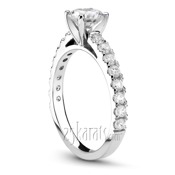 14K white gold Micro Pave Set Low Cathedral Diamond Engagement Ring (1/4 ct. tw.) - alternate view 2