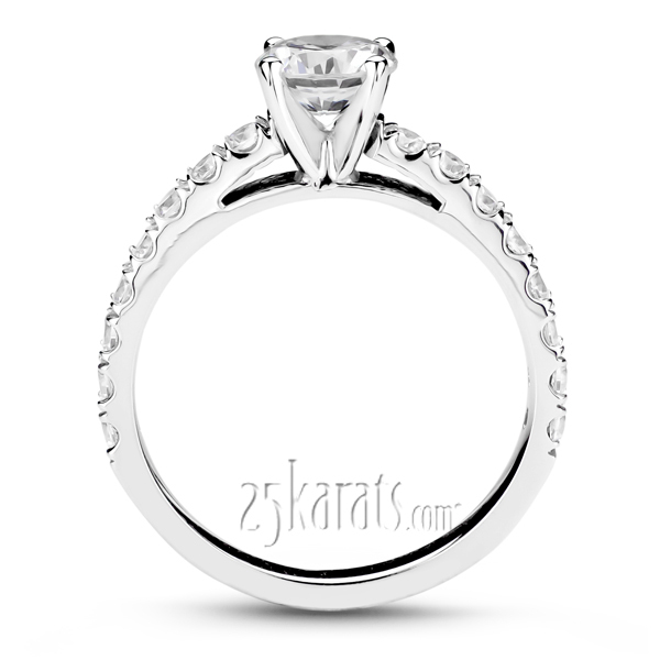 14K white gold Micro Pave Set Low Cathedral Diamond Engagement Ring (1/4 ct. tw.) - alternate view 3