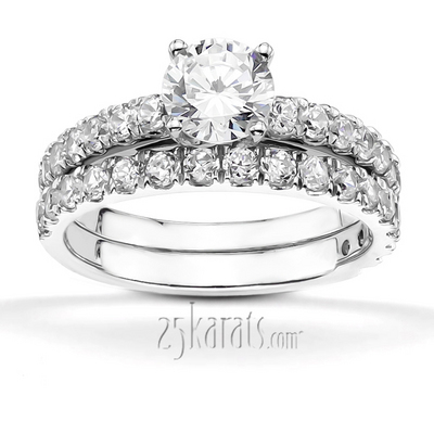 Micro Pave Set Low Cathedral Diamond Engagement Ring (1/4 ct. tw.) thumbnail 5