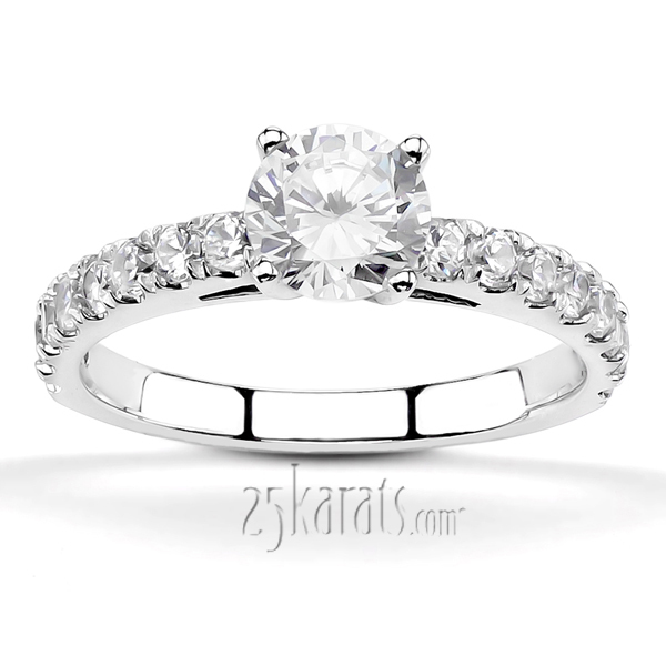 14K white gold Micro Pave Set Low Cathedral Diamond Engagement Ring (1/2 ct. tw.) - main view