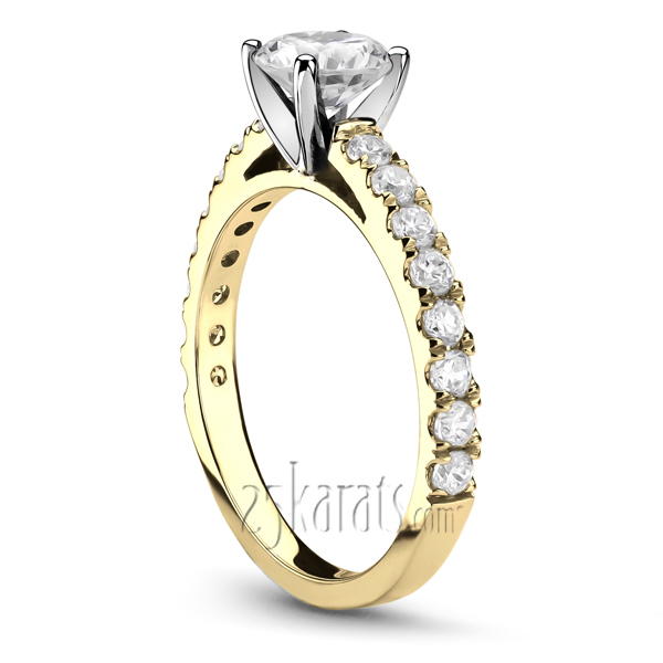 14K white gold Micro Pave Set Low Cathedral Diamond Engagement Ring (1/2 ct. tw.) - alternate view 4