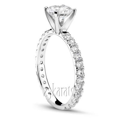 Contemporary Scalloped  Micro Pave Set Diamond Engagement Ring(1/3 ct. tw.) thumbnail 1