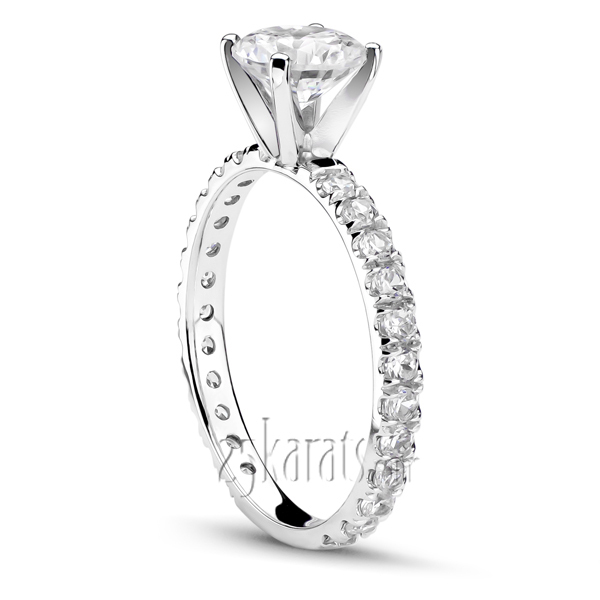 14K white gold Contemporary Micro Pave Set Diamond Engagement Ring (1/2 ct. tw.) - main view