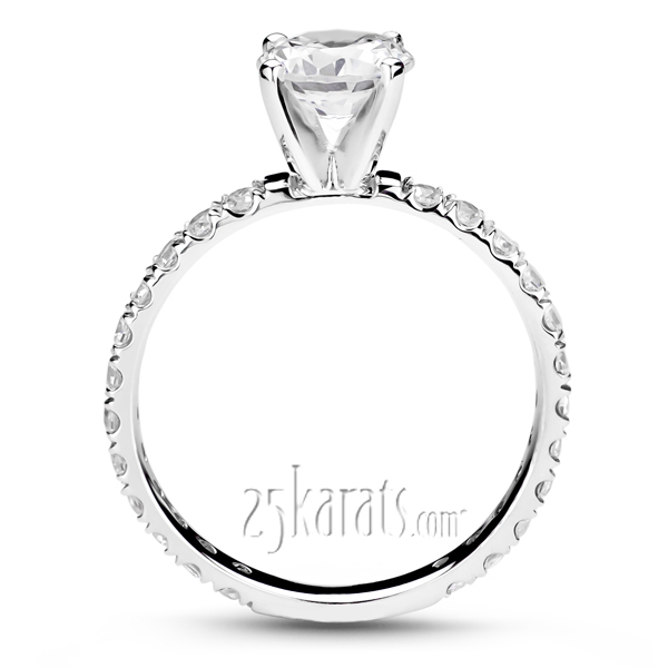 14K white gold Contemporary Micro Pave Set Diamond Engagement Ring (1/2 ct. tw.) - alternate view 2