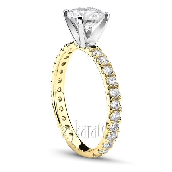 14K white gold Contemporary Micro Pave Set Diamond Engagement Ring (1/2 ct. tw.) - alternate view 3