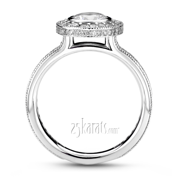 14K white gold Traditional Pave Set Mill Grain Engagement Ring (5/8 ct. tw.) - alternate view 3