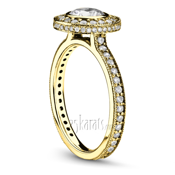 14K white gold Traditional Pave Set Mill Grain Engagement Ring (5/8 ct. tw.) - alternate view 4