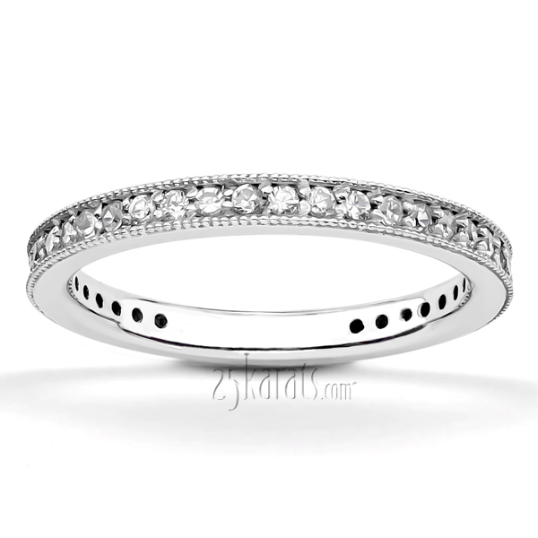 14K white gold Pave Set Anniversary Band With Migrain Edge (1/3 ct. tw.) - main view